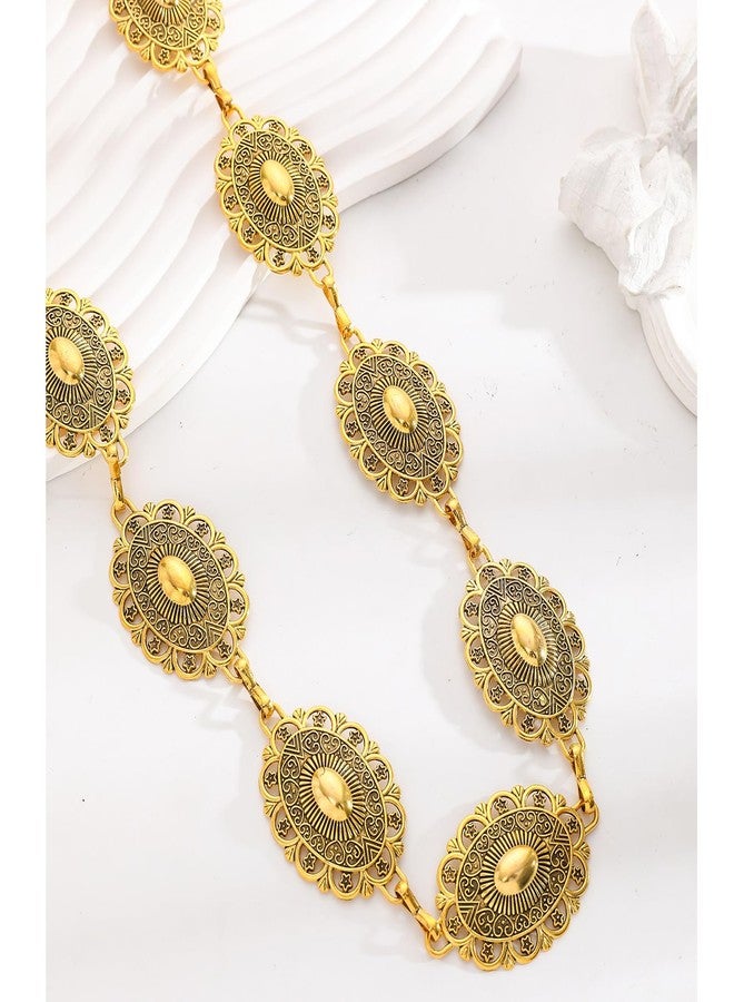 WFik Vintage Floral Waist Chain,45inch Long Waist Belt for Dress Jean Pants,Metal Bead Belly Chain,Outfit Link Belt Jewelry for Women (Gold) - Image 5